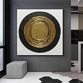 cheap Abstract Paintings-Hand Painted Modern Canvas Circle Gold Foil Abstract Pattern Nordic Abstract Wall Art Home Decor Module Living Room Nordic Home Decor Painting Home Decor Stretched Frame Ready To Hang Or No Frame