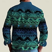 olcso férfi nyugati ingek-Férfi Törzsi Southwestern Print Ing Nyugati ing Cowboy ing Hosszú ujj Western stílus Törzsi Szabadtéri Nyár Tavasz Ősz Állógallér Medence