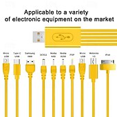 お買い得  スマホケーブル-ドラッグテンデータケーブル、携帯電話USB10、キャンプライト1個、充電トレジャー、10イン1充電ケーブル