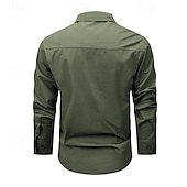 economico Camicie da lavoro da uomo-Per uomo Camicia Camicie da lavoro Maglietta informale Camicia con bottoni Camicia da carico Nero Kaki Verde militare Manica lunga Liscio Collo ripiegabile Da mare Per eventi Tasca frontale