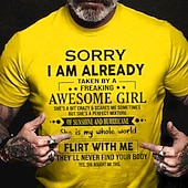 preiswerte Herren -Grafik -T -Shirt-Herren Grafik Buchstabe Tut mir leid, dass ich bereits von einem verdammt tollen, perfekten Mädchen verführt wurde T Shirt T-Shirt 100% Baumwolle Kurzarm Grafik Hemd Wein Schwarz Weiß Bequemes T-Shirt