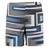 baratos Impressão Geométrica-Homens Bloco de cor Listra Retalhos Shorts de Natação Bermuda de Surf Calção de Banho Cintura Média Moda Roupa de rua Designer Casual Diário Feriado Bolsos Com Cordão Cintura elástica Designer Roupa