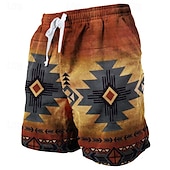 cheap Men&#039;s 3D Sweat Shorts-Men&#039;s Geometric Pattern Graphic Prints Sweat Shorts Beach Shorts Terry Shorts Mid Waist Vintage Ethnic Style Retro Vintage Daily Holiday Streetwear Drawstring Elastic Waist 3D Print Designer Clothing