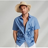 voordelige Heren Elite Overhemden-Voor heren Grafisch Tropische planten Overhemd Normaal shirt Hawaiiaans overhemd Korte mouw Hawaii Mode-casual Vakantie Dagelijks Hawaii Lente &amp; Herfst Revers Afdrukken blauw Groen Grijs