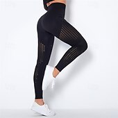 cheap Yoga Leggings &amp; Tights-Women&#039;s Yoga Pants Yoga Leggings Mesh Patchwork High Waist Yoga Gym Workout Pilates Tights Color Block Dark Grey Black Army Green Spandex Sports Activewear Stretchy Slim