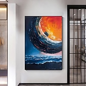 preiswerte Ölgemälde-handgemachtes Ölgemälde Leinwand Wandkunst Dekor original buntes Sternenhimmel Gemälde abstrakte Nachtszene Malerei Wohndekor mit gespanntem Rahmen ohne Innenrahmen Gemälde
