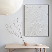 abordables Peintures Abstraites-peint à la main 3d texturé blanc peinture abstraite sur toile 3d texturé art mural boho moderne toile art salon décor pattle couteau peinture à l&#039;huile décor à la maison hôtel pièce d&#039;art