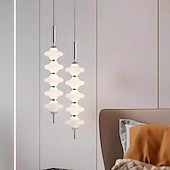 abordables Éclairages pour îlot-LED pendentif lumière 70 cm noir or cuisine pendentif éclairage sur île longue barre pendentif lumière milieu du siècle long linéaire lustre boule plafond pendentif lustre 110-240 v