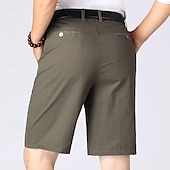 economico pantaloncini da lavoro-Per uomo Pantaloncini eleganti Pantaloncini da lavoro Pantaloncini da golf Tinta unica Resistente alle rughe Lunghezza del ginocchio Pantaloncini Verde militare Nero Vita alta Anelastico