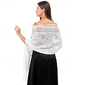 voordelige Sjaals-Omslagdoeken Damesomslag Elegant Bruids Mouwloos Polyester Bruiloftsomslagen Met Pure Kleur Voor Feest Lente zomer