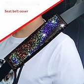 abordables Fundas de asiento para coche-fyautoper 1 Uds. Funda protectora para cinturón de seguridad de coche de cuero dorado con estrellas coloridas, 1 unidad