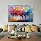 preiswerte Baumölgemälde-bunte Bäume Ölgemälde auf Leinwand große handgemalte Wandkunst abstrakte Wald Ölgemälde Wandkunst Landschaft Ölgemälde moderne Blumen Baum Gemälde für Wohnzimmer Wohnkultur Geschenk
