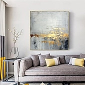 voordelige Olieverfschilderijen-minimalistisch abstract bergschilderij handgeschilderd extra groot landschap folie schilderij muur kunst grijs goud canvas schilderij op canvas grote muur kunst abstract schilderij voor woonkamer