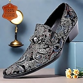 billiga Premium läder Loafers-Herr Tofflor och Slip-Ons Tryck skor Klänningslakor Läder Mocka Bekväm Halksäker Loafers Svart