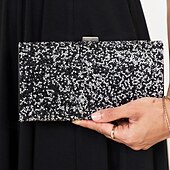 cheap Clutches &amp; Evening Bags-Chic Glitter Evening Clutch with Chain Strap - Elegant Women&#039;s Sparkle Party Purse