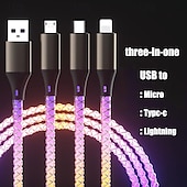 abordables Cables para móviles-Cable de carga múltiple 66W 3,9 pies USB A a USB C USB C a USB C 2.1 A Cable de Carga Carga rápida Alta transferencia de datos nailon trenzado 3 en 1 Tacto Suave Para iPad Samsung Xiaomi Accesorio