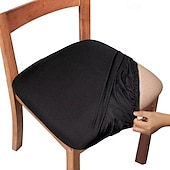 abordables Sr. y Sra. Boda-4 piezas/6 piezas de color sólido cepillado de alta elasticidad funda de silla simple suave y cómoda funda de asiento de silla a prueba de polvo y resistente a la suciedad adecuada para silla de