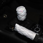 ieftine Husă Volan-fyautoper flash set de frâne de mână matlasate cu aur, asemănător unui diamant, set de viteze, set de mânere cu cap circular din două piese