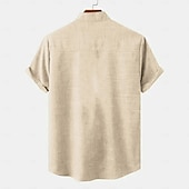 tanie Klasyczny-Męskie Koszula lniana koszula koszule w stylu retro Koszula w stylu vintage Koszula etniczna Codzienny Niebieski Khaki Krótki rękaw Wieczorne Lato Wiosna Odzież