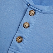 olcso Alkalmi Henley póló-Férfi Henley ing Tee Top Sima Henley Utca Vakáció Rövid ujjú Gomb Zseb Ruházat Divat Dizájn Alap