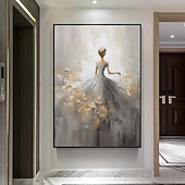 olcso Portrék-absztrakt texturált balerina olajfestmény, kézzel festett figuratív táncoló lány fal művészet extra nagy festmény impresszionizmus firl otthon dekoratív művészet olajfestmény