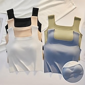 economico Serbatoio Semplice-Canottiera Donna Top Senza Maniche Basic Regular Collo Quadrato Nera Bianca Blu Verde Beige Estate