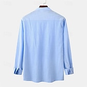 economico Casual da lavoro-Per uomo Camicia Camicia di lino Camicia in cotone e lino Camicia con colletto cinese Camicia con colletto alla coreana Camicia casual Semplice Vacanza Camicia hawaiana Bianco Blu marino Cachi Azzurro