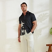 בגדי ריקוד גברים עץ קוקוס צמחים טרופיים חולצה חולצת הוואי חולצת אלוהה שרוולים קצרים חולצה עומד יום יומי בָּחוּץ חופשה רחוב שחור S M L זול צמחים טרופיים-בגדי ריקוד גברים עץ קוקוס צמחים טרופיים חולצה חולצת הוואי חולצת אלוהה שרוולים קצרים חולצה עומד יום יומי בָּחוּץ חופשה רחוב שחור S M L