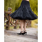 cheap Petticoat-Princess Lolita 1950s Knee Length Petticoat Hoop Skirt Tutu Under Skirt Solid Colored Women&#039;s Bachelorette Party Petticoat