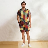 cheap Men's 3D Sweat Shorts-Men's Geometric Color Block Patchwork Shorts Summer Shorts Casual Shorts Mid Waist Fashion Streetwear Designer Casual Daily Holiday Drawstring Pocket Elastic Waist Designer Clothing Apparel