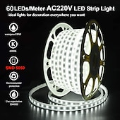 billige vanntette stripelys-led utendørs stripe lys ac220v vanntett ip67 lys stripe eu plug fleksibel tau lys 5050 60 led/m høy lysstyrke egnet for innendørs og utendørs kommersiell belysning dekorasjon inkludert installat