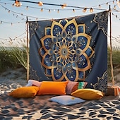 billige Mandala Teppe-mandala bohem blå grønn hengende billedvev veggkunst stor billedvev veggmaleri dekor fotografi bakteppe teppe gardin hjem soverom stue dekorasjon