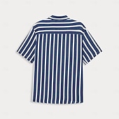 preiswerte Herren Elite Hemden-Herren Hemd Sommerhemd Freizeithemd Knopfhemd Blau Leicht Blau Kurzarm Streifen Revers Urlaub Alltagskleidung Bekleidung Kunstseide Mode Hawaiianisch Lässig Strand
