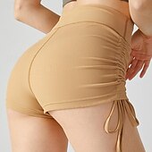 halpa Joogahousut ja pyöräilijät-Naisten Urheilushortsit Joogasortsit Harjoitteluhousut Kurenauha Korka vyötärö Jooga Kuntosaliharjoitus Pilates Shortsit Musta Sininen Ruskea Urheilu Urheiluvaatteet Elastinen Ohut
