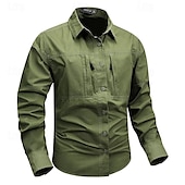 abordables Camisas de trabajo para hombre-Hombre Camisa Camisas de trabajo Camisa casual Abotonar la camisa Camisa cargo Negro Color Caquí Verde Ejército Gris Manga Larga Plano Cuello Vuelto Vacaciones Festivos Bolsillo delantero Ropa Moda