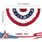 お買い得  独立記念日の飾り付け-2パック 米国愛国プリーツファンフラッグ 3x6フィート 7月4日独立記念日 大型アメリカ国旗 旗布 愛国的な星条旗 ストライプ プリーツファン 米国旗バナー 赤 白 青 装飾