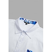 cheap Vacation-Men&#039;s Shirt Linen Shirt Summer Shirt Beach Wear Button Up Shirt Leaf Vacation Casual White Blue Dark Blue Long Sleeve Lapel Spring &amp; Summer Clothing Apparel Patchwork