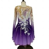levne Šaty na krasobruslení-Šaty na bruslení Dámské Dívčí Buz Pateni Šaty Fialová Díra na palec zářivé barvení Síťka Spandex Elastické Trénink Profesionální Soutěž Bruslařské oblečení Zahřívací Klasický Křišťál a napodobenina