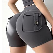 ieftine Pantaloni scurți și bicicliști de yoga-Pentru femei Pantaloni Sport de Sală Pantaloni scurți de yoga Pantaloni scurți de antrenament Buzunar Talie Înaltă Yoga Gimnastică antrenament Pilates Pantaloni scurți Negru Bleumarin Verde Sport