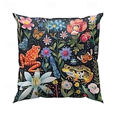 abordables style animalier-Housse de coussin décorative en forme de grenouilles tropicales, 2 pièces, taie d&#039;oreiller carrée douce, pour chambre à coucher, salon, canapé, chaise