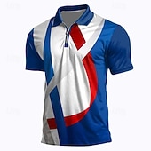  4 luglio 2026 250° Per uomo Veterani Patriottico Polo con zip Maglia da golf Manica Corta Magliette polo Camicie con Colletto Casual Abbigliamento casual alla moda Abbigliamento da vacanza Abiti da