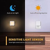 billiga plug-in nattlampa-2 st plug-in nattljus skymningssensor dimbar varmvit trådlös skåplampa eu us uk för barn sovrum auto skymning till gryning sensor led nattlampa