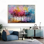 preiswerte Baumölgemälde-bunte Bäume Ölgemälde auf Leinwand große handgemalte Wandkunst abstrakte Wald Ölgemälde Wandkunst Landschaft Ölgemälde moderne Blumen Baum Gemälde für Wohnzimmer Wohnkultur Geschenk