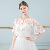 billiga Sjalar-Sjalar Sjalar till damer Bolero Elegant Brudkläder Halvlång ärm Polyester Brudsjalar Med Ren Färg Till Fest Vår &amp; sommar