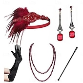 cheap Accessories and More-1920s The Great Gatsby Outfits Flapper Headband The Great Gatsby Wedding Guest Collarless Women&#039;s Halloween Carnival Masquerade Party Masquerade Wedding Reception Adults&#039; Gloves Necklace Earring All