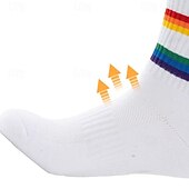 cheap Men&#039;s Socks-Men&#039;s 2 Pack Multi Packs Socks Crew Socks Running Socks Casual Socks Black White Color Rainbow Sports &amp; Outdoor Daily Vacation Basic Medium Spring Fall Fashion Casual
