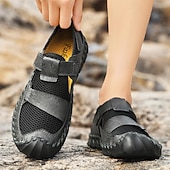 abordables Sandalias casuales-Zapatos casuales con velcro de malla verde oliva para hombre, ligeros y deportivos, adecuados para senderismo, caminatas y aventuras al aire libre.