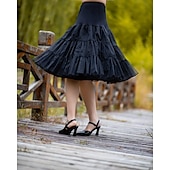 cheap Petticoat-Princess Lolita 1950s Knee Length Petticoat Hoop Skirt Tutu Under Skirt Solid Colored Women&#039;s Bachelorette Party Petticoat