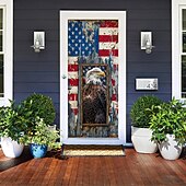 billige Garasje- og dørbanner-4. juli uavhengighetsdag ørner dørdeksler mural dekor dørvev dørgardin dekorasjon bakgrunn dørbanner avtagbar inngangsdør innendørs utendørs hjem rom dekorasjon gårdshus