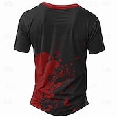  Per uomo Grafico Macchie di sangue Sto bene Maglietta Manica Corta maglietta Stampa 3D Henley Camicia Moda Athleisure Streetwear Sport all'Aperto Nero / Rosso Rosso Estate Primavera Abbigliamento S M